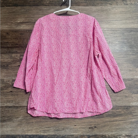 Talbots Pink Blouse with Blue Trim - Picture 2 of 7